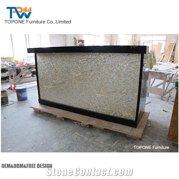 Solid Surface Marble Top Led Lighting Home Nightclub Juice Coffee Wine Bar Drinking Counter Desk Tops with Back Wine Cabinet Design Oem Furniture
