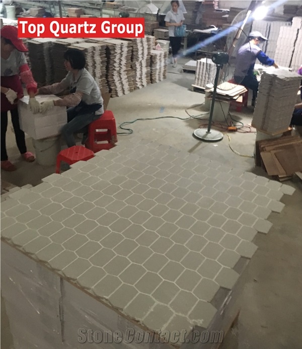 Elongated Hexagon Mosaics ,Full Body Porcelain Tile with Textured Finish,China Ceramic Mosaic Factory