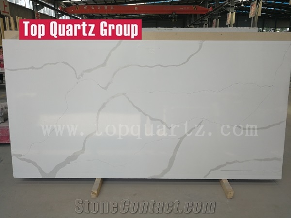 Good Quartz Surface Polished Bathroom Vanity Top,Bianco Calacatta Artificial Quartz Stone Countertop,Professional Quartz Manufacturer Factory
