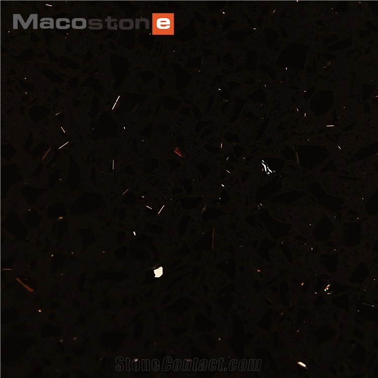 Best Quality Sparkling Black Artificial Quartz Stone For Countertops