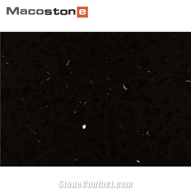 Best Quality Sparkling Black Artificial Quartz Stone for Countertops