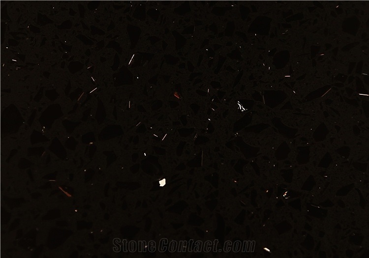 Best Quality Sparkling Black Artificial Quartz Stone for Countertops