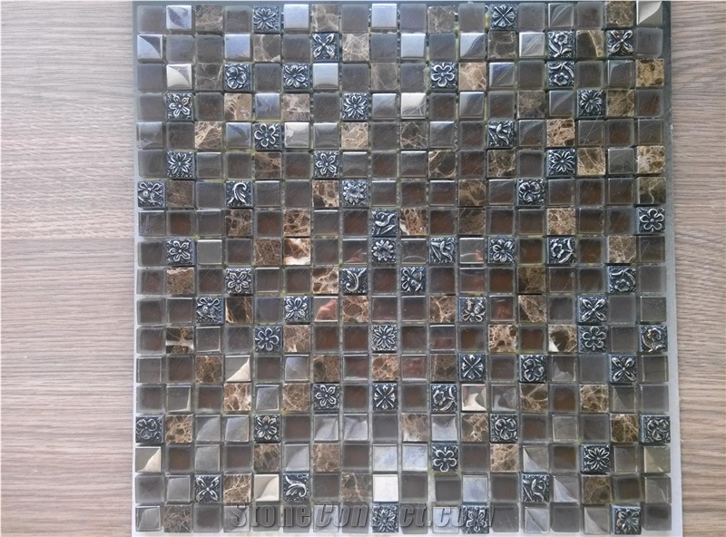 Bda Series Classical Glass Mix Marble Resin Mosaic Tile