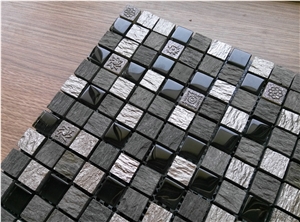 Black Slate Mix Glass Resin Mosaic Tile Kitchen Bathroom Wall Tile