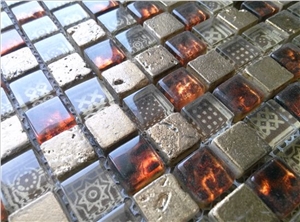 Cold Spray Glass Mix Marble Brick Mosaic Tile