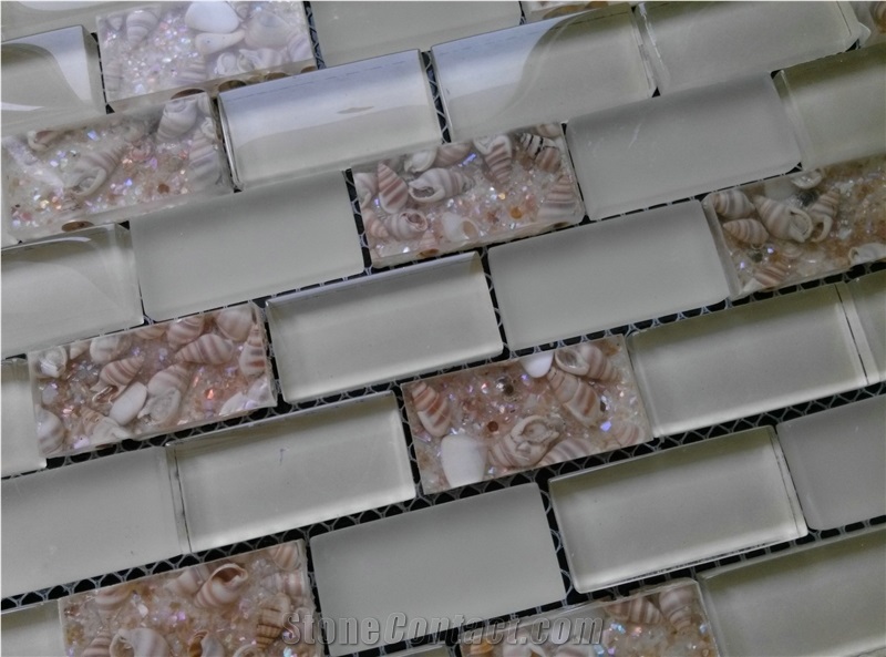 Crystal Glass Mix Pebble Resin Mosaic Tile