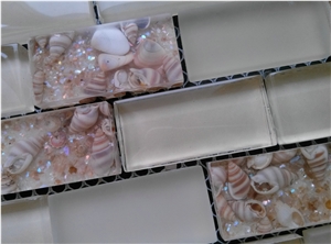 Crystal Glass Mix Pebble Resin Mosaic Tile