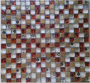 Foiled Marble Mix Glass Mosaic Wall Tile Kitchen Backsplash