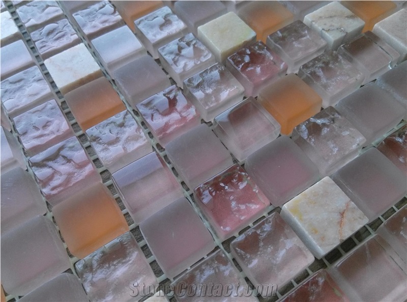 Pink Chip Brick Mosaic Tile
