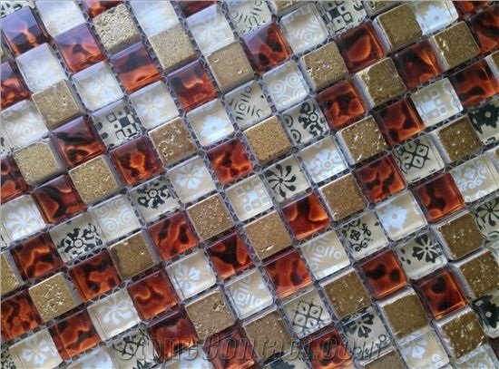 Print Glass Brick Mosaic Backsplash Wall Bathroom Tile
