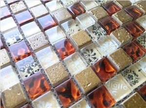 Print Glass Brick Mosaic Backsplash Wall Bathroom Tile