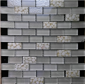 Random Brick Crystal Glass Mix Transparent Resin Mosaic Tile