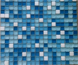 Swimming Pool Blue Crystal Glass Mosaic Tile
