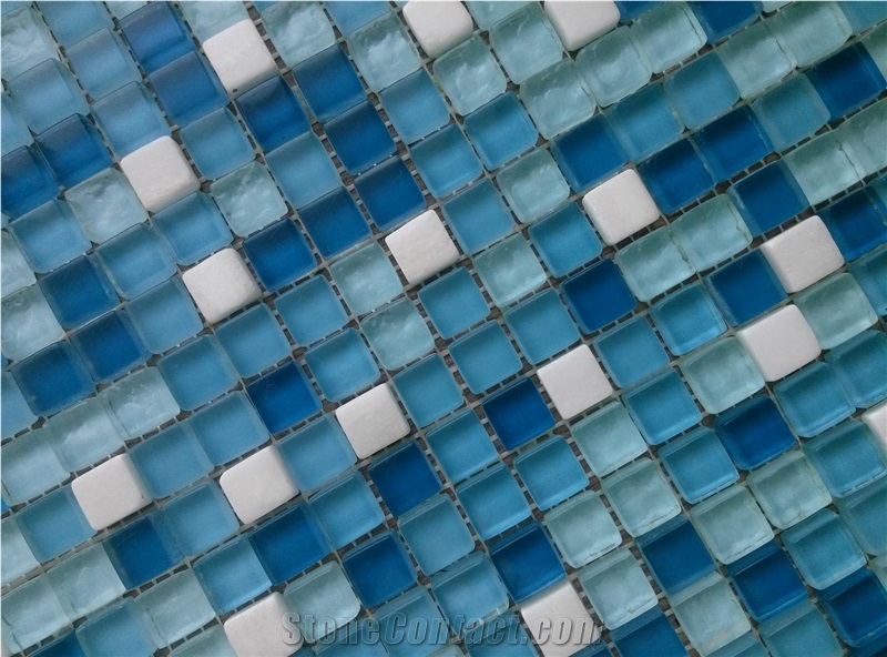 Swimming Pool Blue Crystal Glass Mosaic Tile
