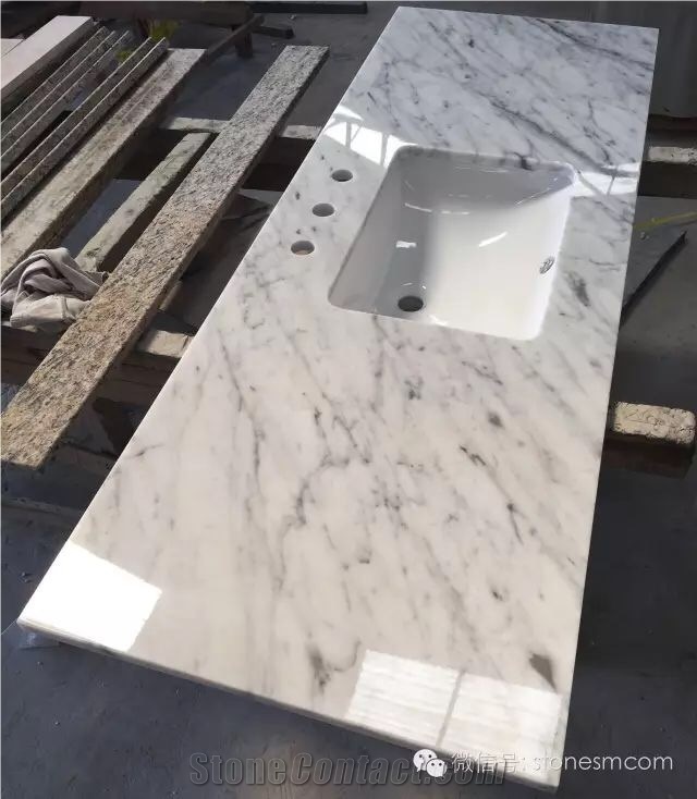Bianco Carrara White Marble Polished Vanity Tops/ Italy Carrara White Marble Bathroom Tops/White Marble Bathroom Tops/Good Price Carrara White Tops