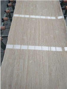 Botticino Royal Travertino Romano Slabs Polished,Machine Vein Cutting Tiles Panel for Bathroom Floor Covering Pattern