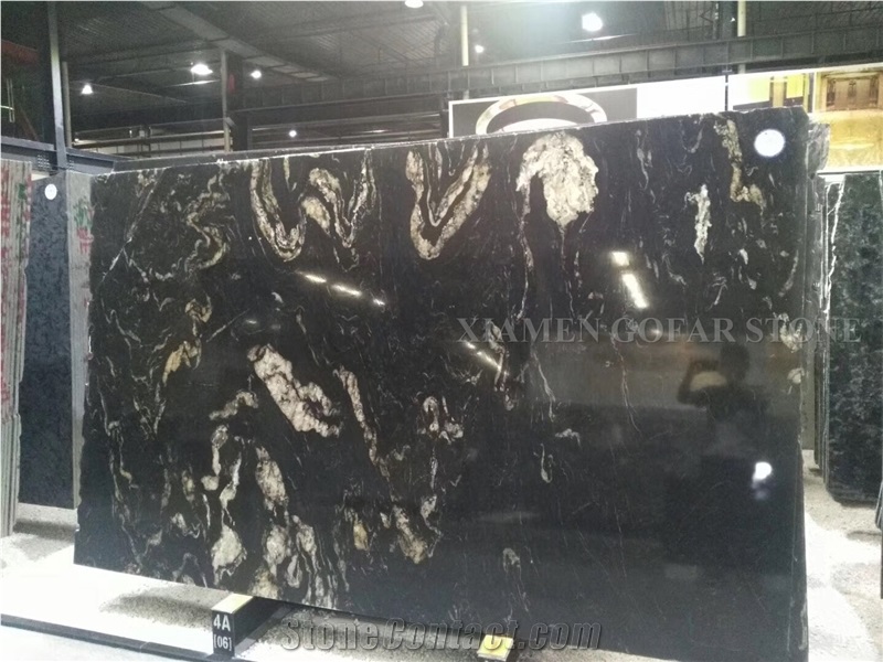 Cosmic Black Titanium Granite Polished Slabs Machine Cutting Tiles Panel,Skirting for Lobby Floor Paving,Bathroom Flooring Tiles Gofar