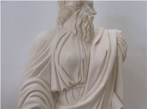 France White Limestone Human Handcarving Western Statues, Sculptures for Exterior Garden Decoration