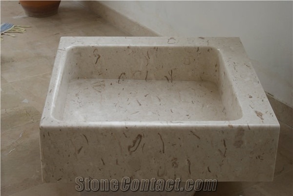 Perlato Sicilia Beige Marble Sinks,Farm Square Basin for Interior Stone Bathroom,Vessel Sinks