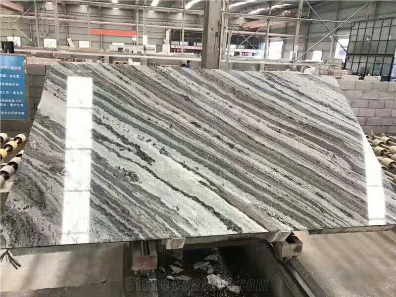Silver Grey Wave Wooden Vein Maui Quartzite Polished Slabs,Machine Cutting Panel Tiles for Hotel Floor Paving Stepping Sheet