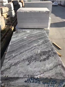 Silver Grey Wave Wooden Vein Maui Quartzite Polished Slabs,Machine Cutting Panel Tiles for Hotel Floor Paving Stepping Sheet