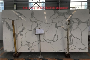 Bianco Statuario Venato Vein Quartz,Tile and Slab,Floor Wall Countertop Use,Cheap Price,Direct Factory with Ce Top Quality Engineered Stone