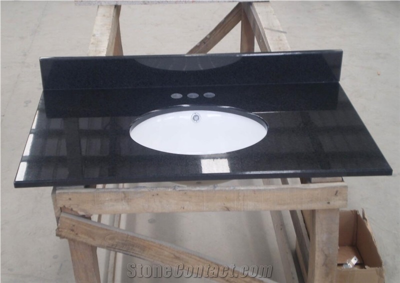 Black Granite Bathroom Top,Countertop,Vanity Top with Basin,Direct Factory with Ce Certificate,Cheap Price Good Quality Vanity Top Customized