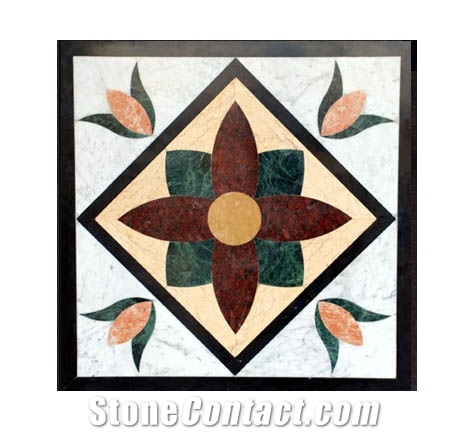 Cheap Polished Rectangular Water Jet Medallions Inlay Flooring, Customized White Marble Flooring Paving Patterns Design,Decorated Hotel Lobby