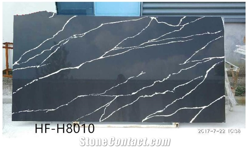 China Black Marble Vein Quartz for Countertop Vanity Top Floor Use,Tile and Slab,Cheap Price Top Quality Direct Factory with Ce Certificate