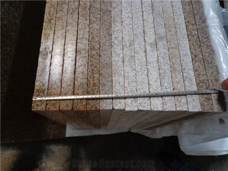 China G682 Bush Hammered,Yellow Granite Wall and Floor Covering,Golden Stone Tiles and Slabs,60x60x3cm Rough Surface,Natural Stone Own Quarry