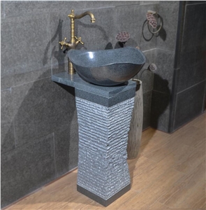 China Grey Granite G654 Pedestal Basin,Natural Stone Farm Bathroom Sink,Wash Bowl,Cheap Price Direct Factory with Ce