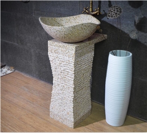 China Natural Yellow Granite G682 Pedestal Basin,Stone Bathromm Wash Sink,Cheap Price Direct Factory with Ce Certificate