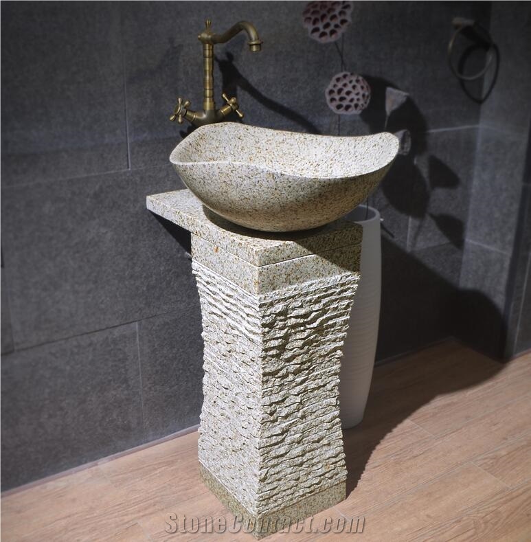China Natural Yellow Granite G682 Pedestal Basin,Stone Bathromm Wash Sink,Cheap Price Direct Factory with Ce Certificate