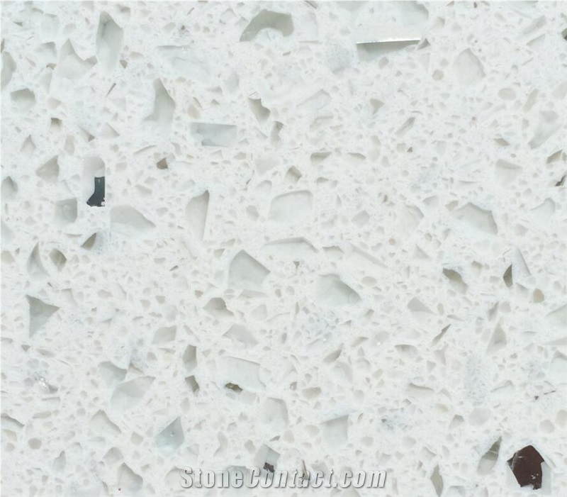 China White Coarse Particle Quartz Slab,Tile Floow Wall Use,Solid Surface,Factory Price with Ce,Engineer Stone Mirror Chips
