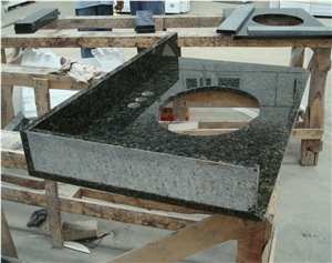 Leopard Skin Green Granite Kitchentop,Countertop,Direct Factory with Ce Certificate,Cheap Price Good Quality