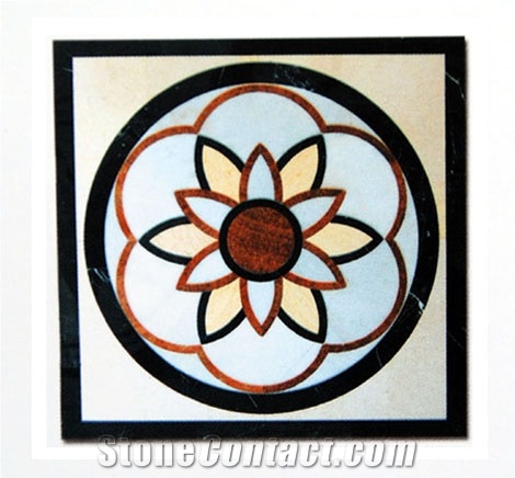 Waterjet Medallion,Ruschita Creme Rosa China Pink Granite Paver with Waterjet Cut Inlaid L,For Home Decoration Inlayed Medallion