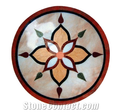 White and Beige Marble Medallion Tiles,Mixed Color,Flooring Price,Thin Water Jet Medallions Tiles,Round Polished Marble Medallions