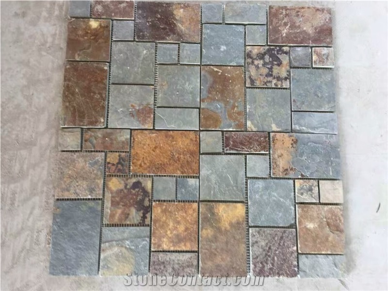 Natural Slate Stone Garden Stone Mosaic Limestone Floor And Wall