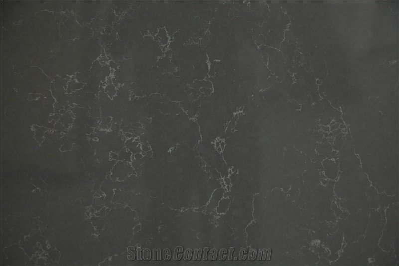 Marble Look Artificial/Engineered Grey Quartz Stone Slabs, White Veins, 2cm,3cm