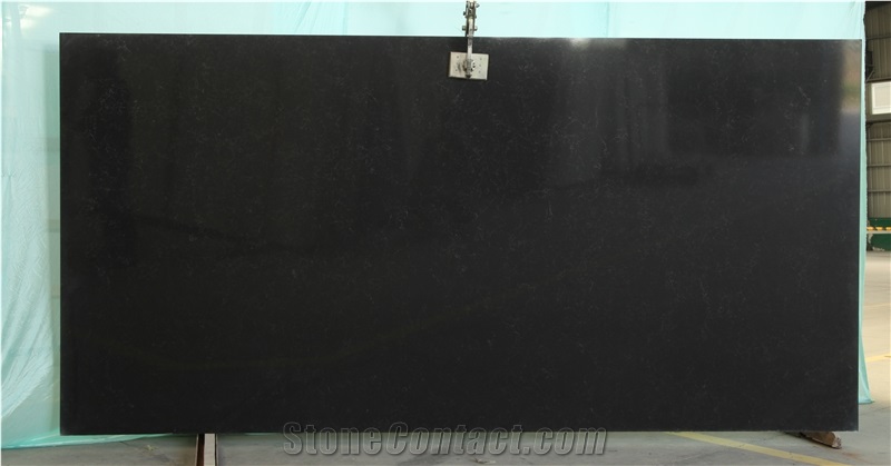 Marble Look Artificial/Engineered Quartz Stone Slabs, Black Quartz with White Veins, Surface, 2cm,3cm Tiles