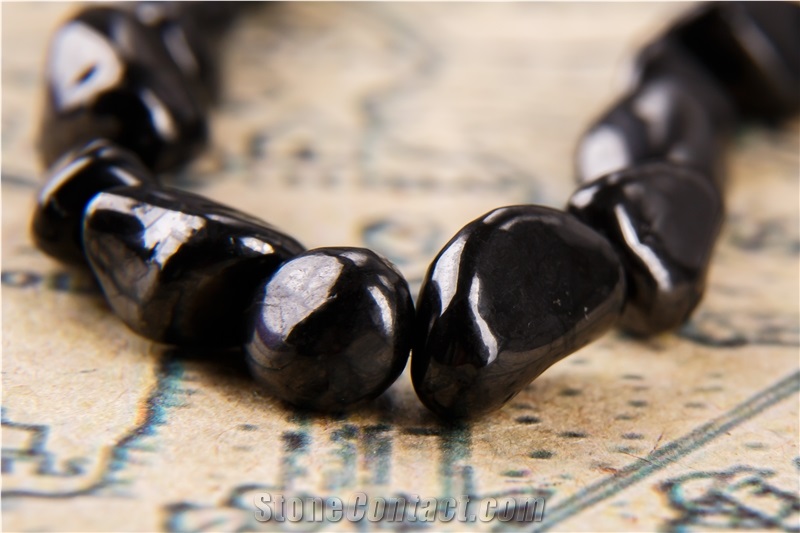 Shungite Beads Pebble Form Natural Healing Stone