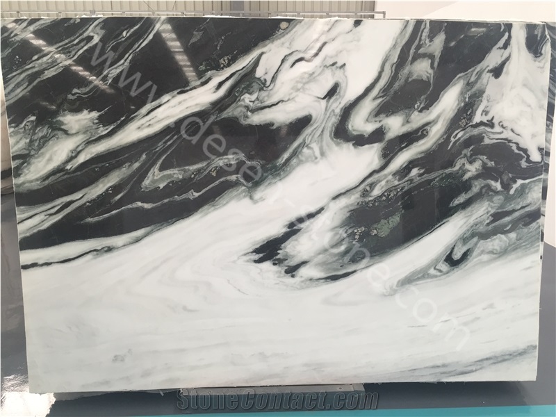 China Panda White Marble Slabs&Tiles, Chinese White Marble Landscape Pattern, China Black&White Marble Landscape Painting for Project Decorative Stone