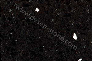 Crystal Black Quartz Stone Slabs&Tiles, Black Quartz Stone Surface for Bathroom Backsplash Wall, Black Artificial Stone Surface