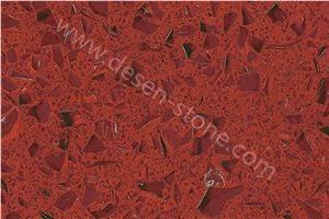 Crystal Red Quartz Stone Slabs&Tiles, Red Solid Quartz Stone Surface