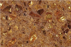 Crystal Shining Golden Quartz Stone Surface, Quartz Stone