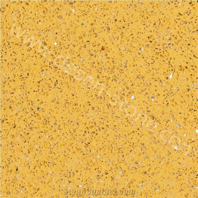 Crystal Sparkle Yellow Quartz Stone Slabs&Tiles, China Cheap Artificial Quartz Stone