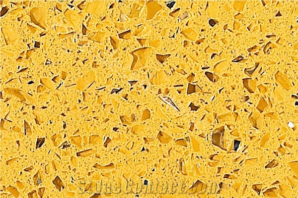 Crystal Yellow Quartz Stone Slabs&Tiles, Yellow Quartz Stone Surface, Yellow Artificial Stone Surface, Polished Quartz Stone Slabs, Engineered Stone