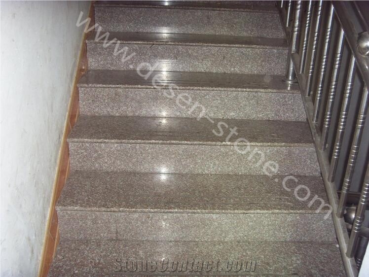 G635 Anxi Red Granite Steps& Risers, G635 Marry Red Fantasy Pink Anxi Rosa Beta Spring Rose Sunset Cherry Red Granite Stairs