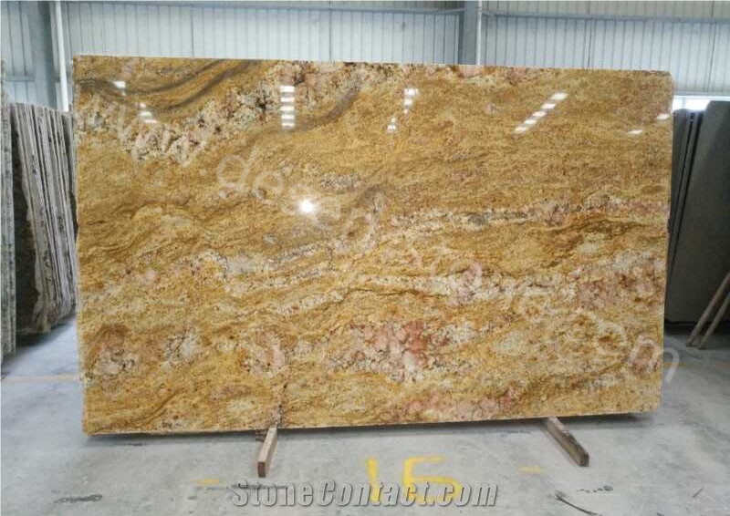Imperial Gold Granite Slabs&Tiles, Imperial Gold Dust Granite Countertops, Royal Gold Granite for Hotel Project Lobby Floor Paving, India Yellow Slabs