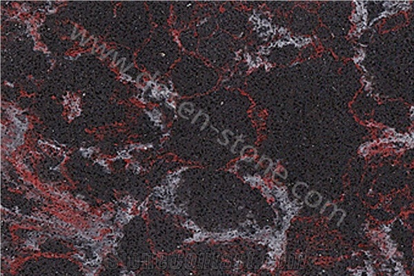 Moden Red Quartz Stone Slabs&Tiles, Black&Red Quartz Stone Slabs&Tiles, Fashion&Designed Quartz Stone Flooring/Stone Walling Tiles, Artificial Stone